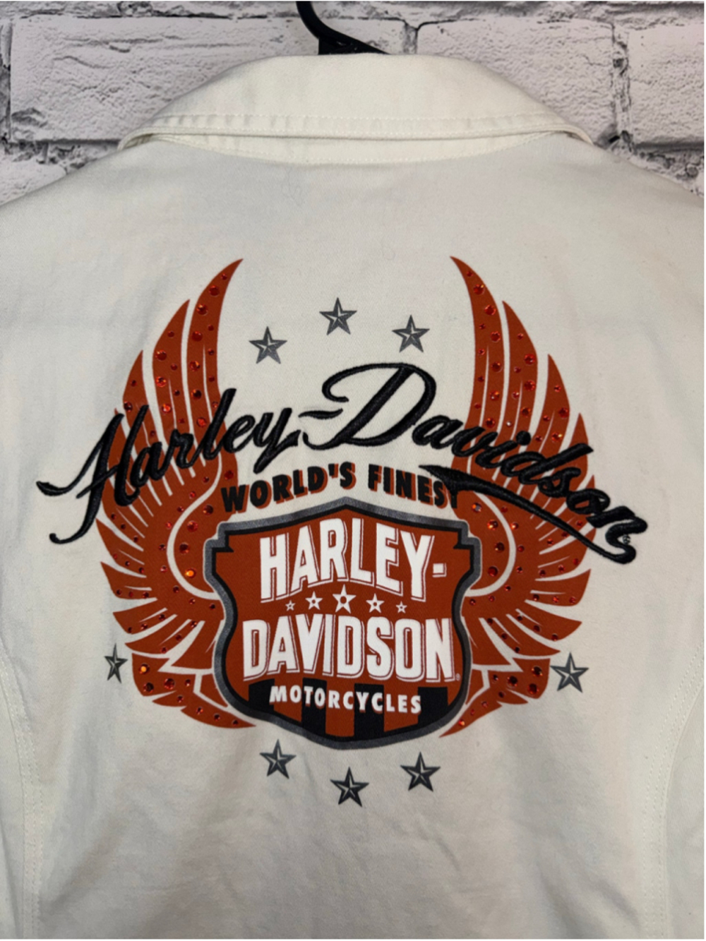 Women's Harley-Davidson Vest Size 1X White & Orange Graphic Vest Zip Up - Picture 5 of 12